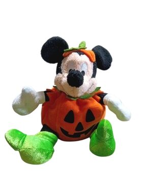 Disney Store Mickey Pumpkin Stuffed Beanie 5"